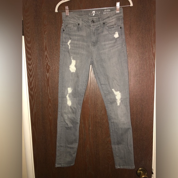 7 For All Mankind gray The Ankle skinny jeans size 25 - Picture 1 of 3